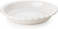 Ceramic Pie Dish for Baking, 9 inch Porcelain Pie Pan, Fluted Pie Plate for Apple, Quiche, Pot Pies, Tart, Modern Farmhouse Bakeware, Glazed White