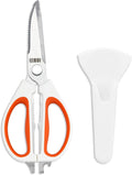 Kitchen Scissors with Magnetic Holder Heavy Duty Magnetic Scissors for Fridge, Cooking Shears Come Apart Kitchen Shears Magnet Sheath Set for Food Meat Pizza Herb Vegetables, Orange