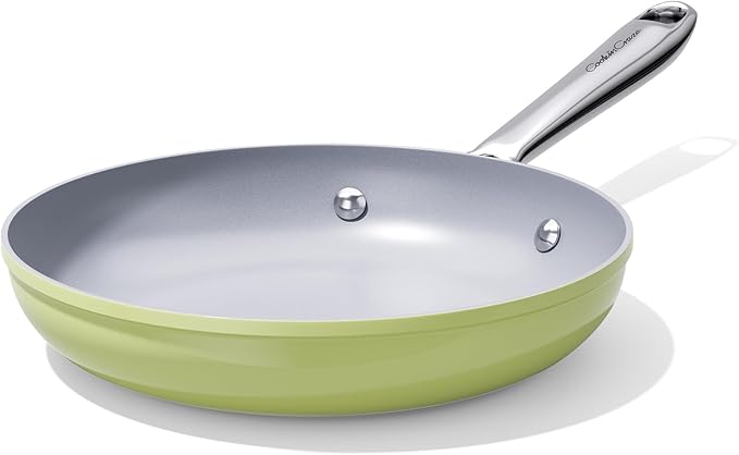 Nonstick Ceramic Frying Pan 8" for All Stovetops, PTFE/PFOA/PFAS Free, Even Heat Distribution Oven Safe up to 500°F, Healthy Non Toxic Skillet w/ Ergonomic Stainless Steel Handle, Olive Green