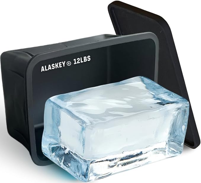 Alaskey® Giant Ice Block Mold 12 lbs With Lid (Single) | Create Perfect Ice Bricks | Professional Silicone Mold for Crafting Extra Large Ice Cubes, Ideal for Ice Baths, Coolers, Bartender Accessories