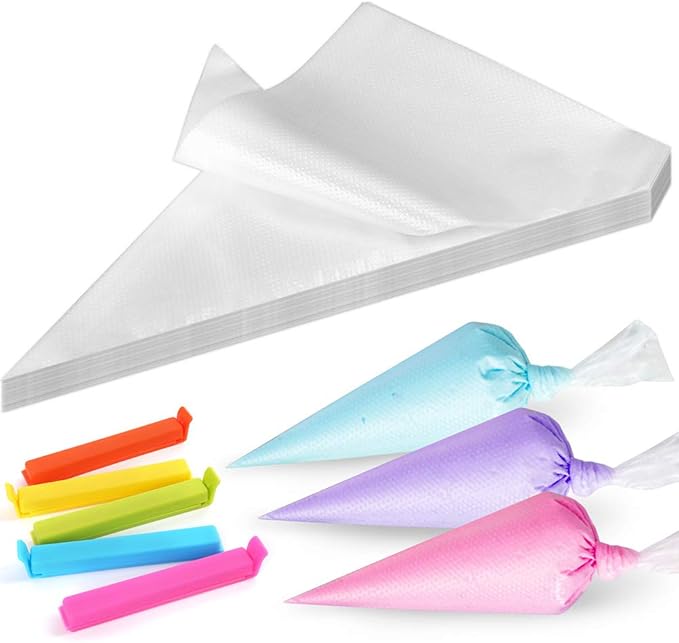 LotFancy 500Pcs Piping Bags 10 Inch, Thick Tipless Piping Bags, Non-Slip Disposable Pastry Bag for Royal Icing, Cookies, Cake Decorating