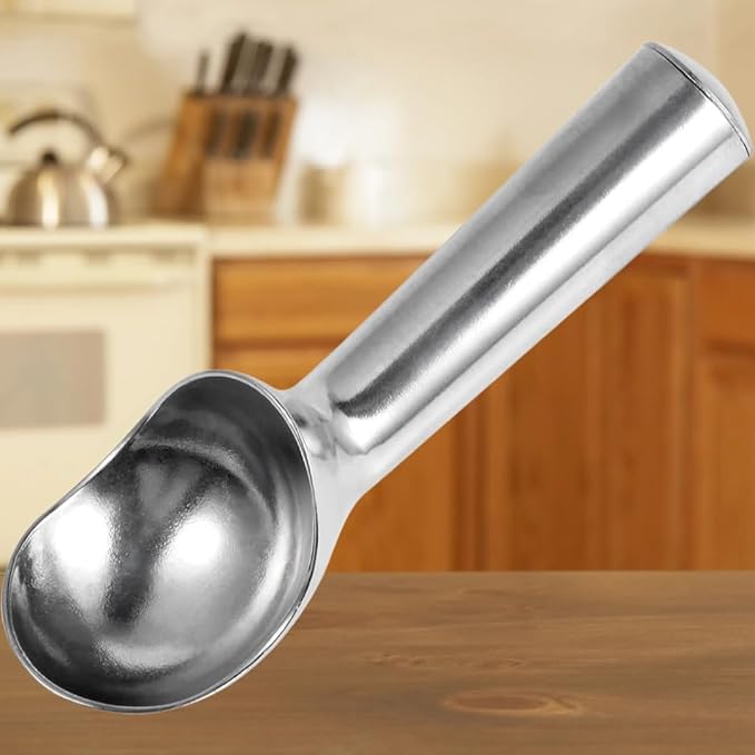 Aluminum Ice Cream Scoop, Ice Cream Scooper, Silver, Comfortable to Hold, Lightweight (Medium)