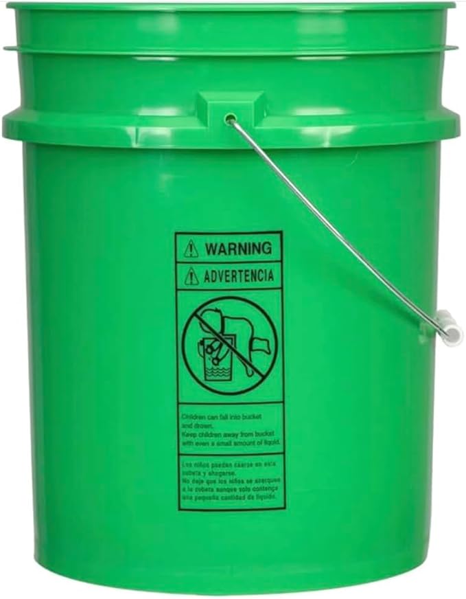 House Naturals 5 Gallon Premium HPDE Plastic Bucket - Made in USA Food Grade Storage Container, BPA Free All Purpose Pail (5, Green)