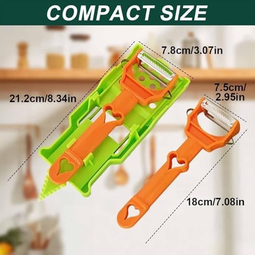 Pelador Multifuncional 2-en-1, Stainless Steel Vegetable Peeler Slicer with Grater and Spiralizer, for All Fruits and Vegetables (2Pcs)