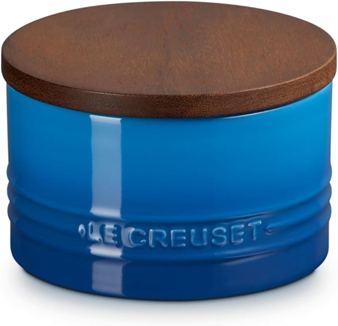 Le Creuset Signature Salt Cellar and Storage Canister with Wood Lid, 16 oz., Marseille