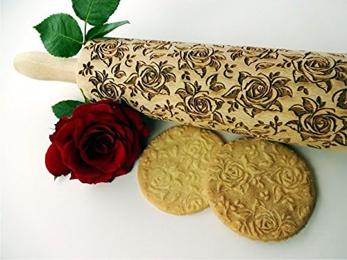 Rolling pin BLOSSOMS WALTZ. Wooden embossing rolling pin with Oriental flowers. Embossed cookies. Pottery. Birthday gift. Gift for mother