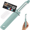 GORILLA GRIP Patented BPA-Free Sharp Stainless Steel Dual Swivel Vegetable Peeler, Soft Comfortable Handle, Smoothly Peel Apples, Potatoes, Carrots, Includes Blade Cover, Kitchen Tool Peelers, Mint