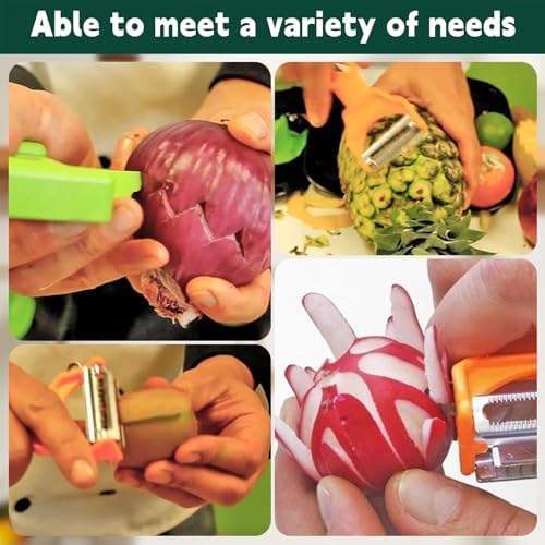 Pelador Multifuncional 2-en-1, Stainless Steel Vegetable Peeler Slicer with Grater and Spiralizer, for All Fruits and Vegetables (2Pcs)