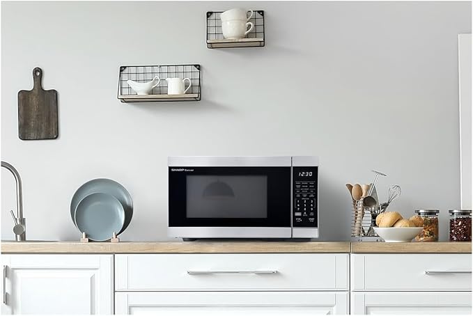 SHARP Countertop Microwave Oven Compatible with Alexa Orville Redenbacher's Certified with Removable 12.4" Carousel Turntable, 1000 Watt, 1.1 Cubic Feet, Stainless Steel