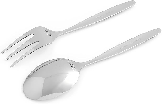Portmeirion Sophie Conran Arbor Salad Servers - Set of 2, 10 Inch Stainless Steel Serving Utensils with Rounded Slender Handles for Dining, Kitchen & Salad Tableware - Dishwasher Safe