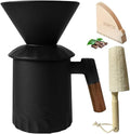 Pour Over Coffee Maker Set, Ceramic Pour Over Coffee Dripper 15.5oz/450 ml with 25 Pcs V60 Paper Filter, Coffee Pour Over Set for Camping, Black