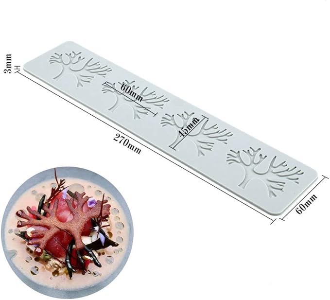 Silicone Molds 3D Hollow Leaf Chocolate Molds Honeycomb Bee Candy Mold Flower Pattern Fondant Mold Cake Topper Sugar Craft Decoration (F_Coral_10.8 * 2.4 * 0.12inch)