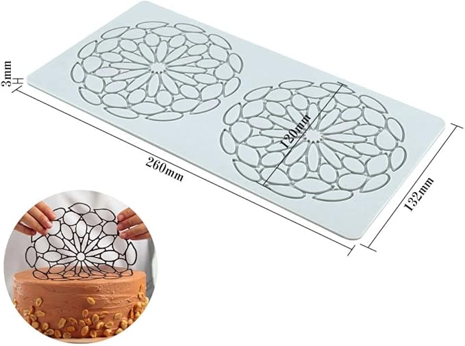 Silicone Molds 3D Hollow Leaf Chocolate Molds Honeycomb Bee Candy Mold Flower Pattern Fondant Mold Cake Topper Sugar Craft Decoration (J_Flower_10.4 * 5.28 * 0.12inch)