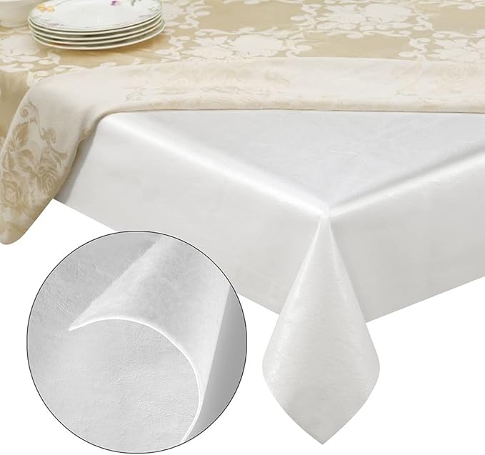 Quality Table Pad Protector, Superior Protection from Spills, Scratches & Heat - Reusable Vinyl Table Cloth with Cushion Flannel Backing (108" L x 54" W)