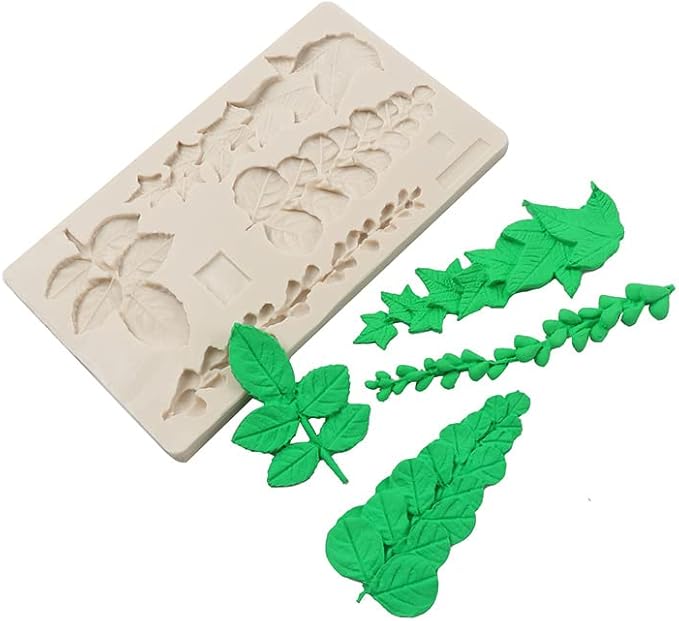 Leaf Fondant Molds, Succulents Trailing Leaves Cake Decorating Silicone Mold for Chocolate Candy Mousse Cookies Marzipan, Kitchen Baking Tools, Clay Resin Projects
