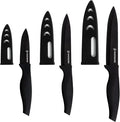 6-Piece Paring Knife Set with Sheaths-Ceramic Blade Sharp Rust Proof Stain Resistant (include 5inch Utility Knife, 4inch Fruit Knife,3inch Paring Knife)-Black (win0529)