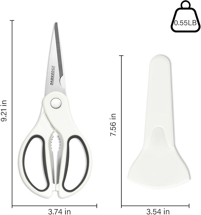 Kitchen Scissors with Magnetic Holder Heavy Duty Magnetic Scissors for Fridge, Kitchen Shears Magnet Sheath Set for Food Meat Pizza Herb Vegetables, White