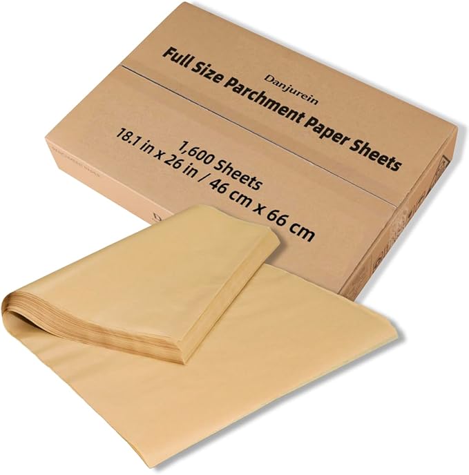 18x26 Inch - 1600 Sheets Commercial Baking Parchment Paper Bulk, Full Sheet Pan Heavy Duty Food-Safe, Oven Paper for Bakeries, Restaurants, Food Processing (Brown 18.1"×26"(46×66cm) 1600 sheets)