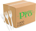 Plasticpro Cutlery Plastic Forks Medium Weight Disposable Silverware (White,1000 Forks)
