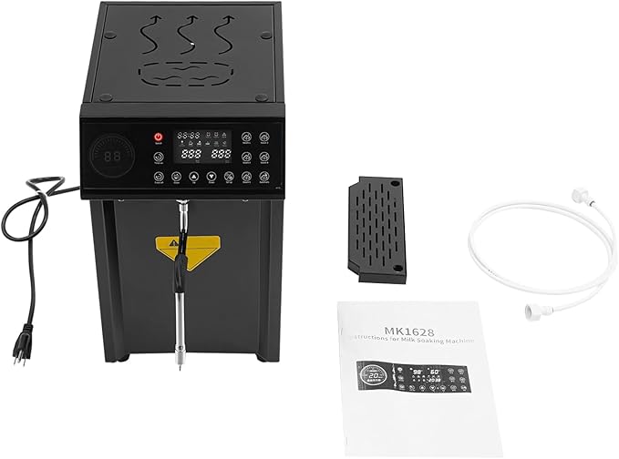 8L/2.11gal Commercial Steam Milk Frother, 3000W 5-Gear Fast Heating Milk Steamer Machine Electric Steam Milk Frothing Machine Espresso Coffee Milk Foam Machine for Bar Cafe