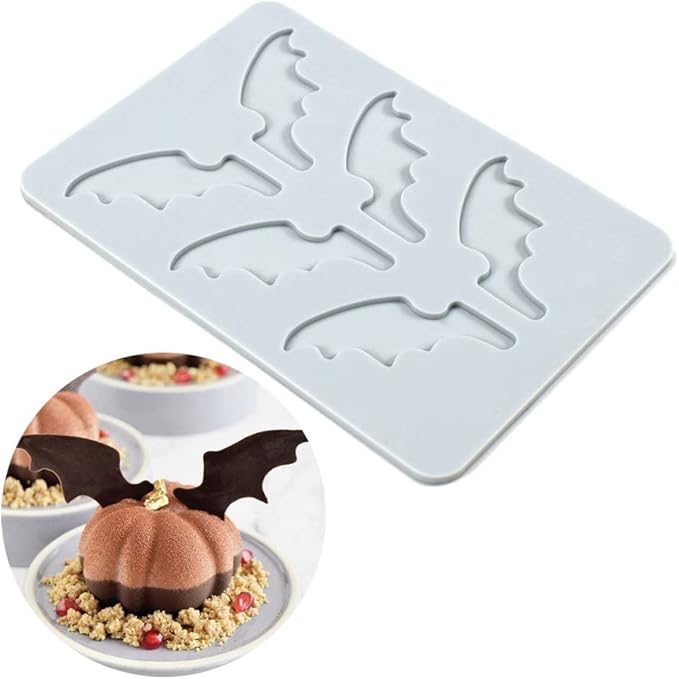 Silicone Molds 3D Hollow Leaf Chocolate Molds Honeycomb Bee Candy Mold Flower Pattern Fondant Mold Cake Topper Sugar Craft Decoration (C_Bat_5.32 * 3.8 * 0.12inch)