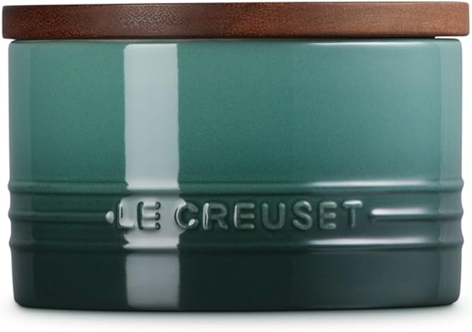 Le Creuset Signature Salt Cellar and Storage Canister with Wood Lid, 16 oz., Artichaut
