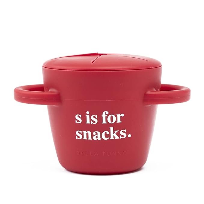 Snack Cups for Toddlers by Bella Tunno, Silicone Spill Proof Food Container with Lid, Babies & Kids 6-12 Months, S is for Snacks