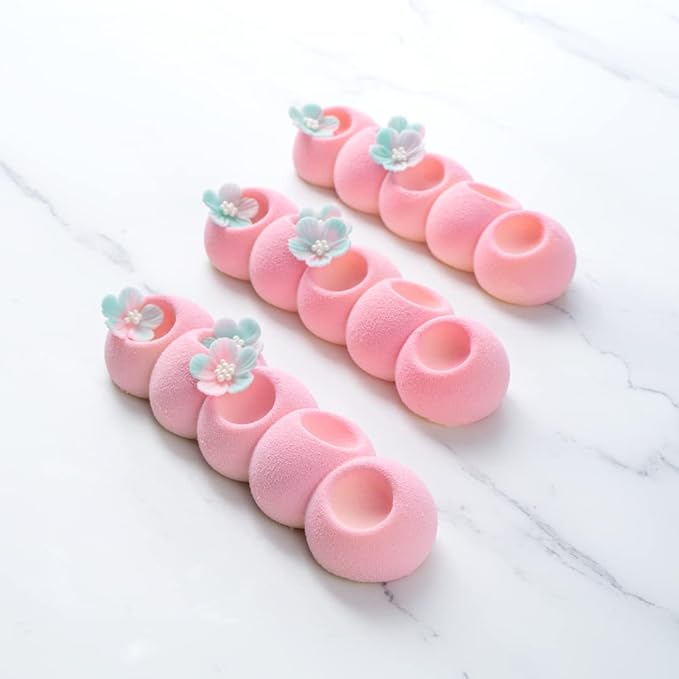 Pastry Tek 6 Cavities Flower Mold, 1 Oven-Ready Flower Chocolate Mold - Flexible, Freezable, White Silicone Flower Candy Mold, Easy Release, For Baking - Restaurantware