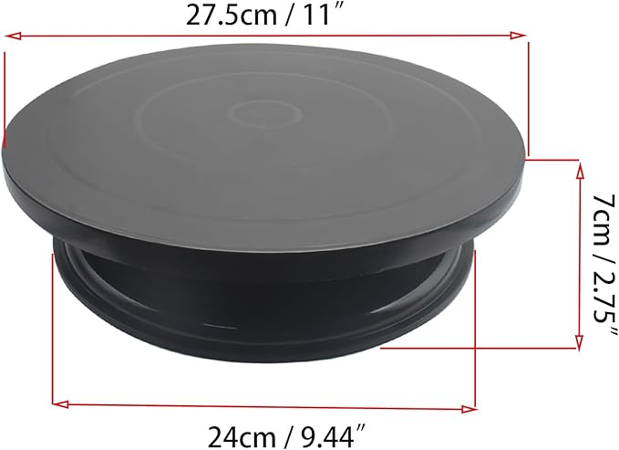 Cake Decorating Turntable 11 Inch Cake Turntable Anti-Slip Rotating Cake Stand for Decorating(1pcs Black)
