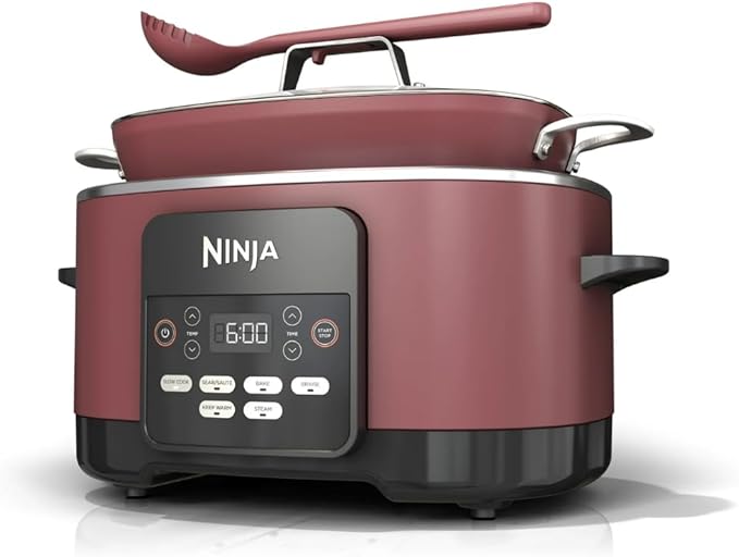 Slow Cooker, Ninja Foodi PRO Possible Cooker, 8.5-Qt, 6-in-1, Saut, Bake, Braise, Steam Functions, Triple Fusion Heat, Nonstick Oven Safe Pot, MC1000WM, Slow Cooker, Cherry Tarte