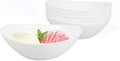 12 OZ Bowl Set of 6, Opal Glass 6 inch Oval Small Ice Cream Bowls for Breakfast Snack Dessert, Side Dishes, Fruit Kitchen, Microwave & Dishwasher Safe, White