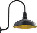 Steel Lighting Co. Gardena Barn Light | Outdoor Wall Mounted | 16" Dome | Upslope Gooseneck | Farmhouse Light Made in America | Matte Black Exterior/Brass Interior