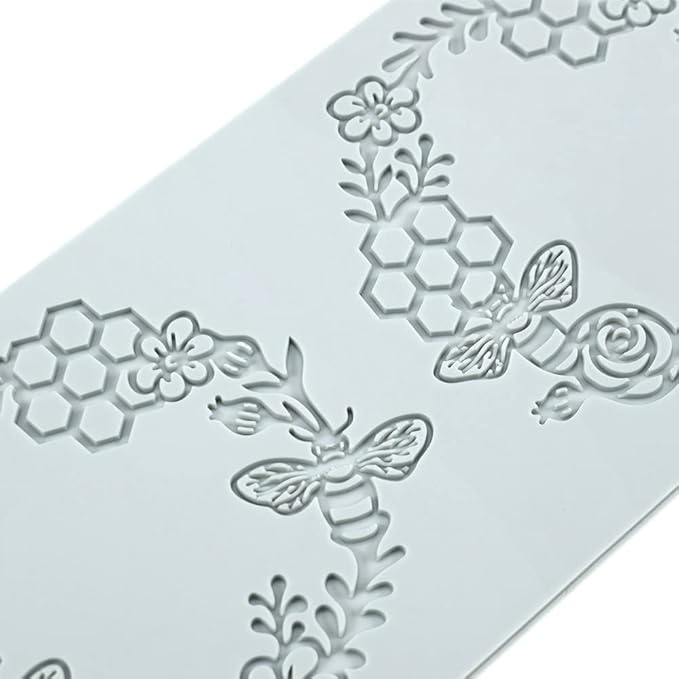 Silicone Molds 3D Hollow Leaf Chocolate Molds Honeycomb Bee Candy Mold Flower Pattern Fondant Mold Cake Topper Sugar Craft Decoration (L_Bee_10.4 * 4.6 * 0.12inch)