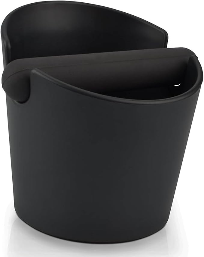 6.3 Inch Coffee Knock Box Shock-Absorbent Durable Barista Style Knock Box With Removable Knock Bar and Non-Slip Base Gift (L-Black)