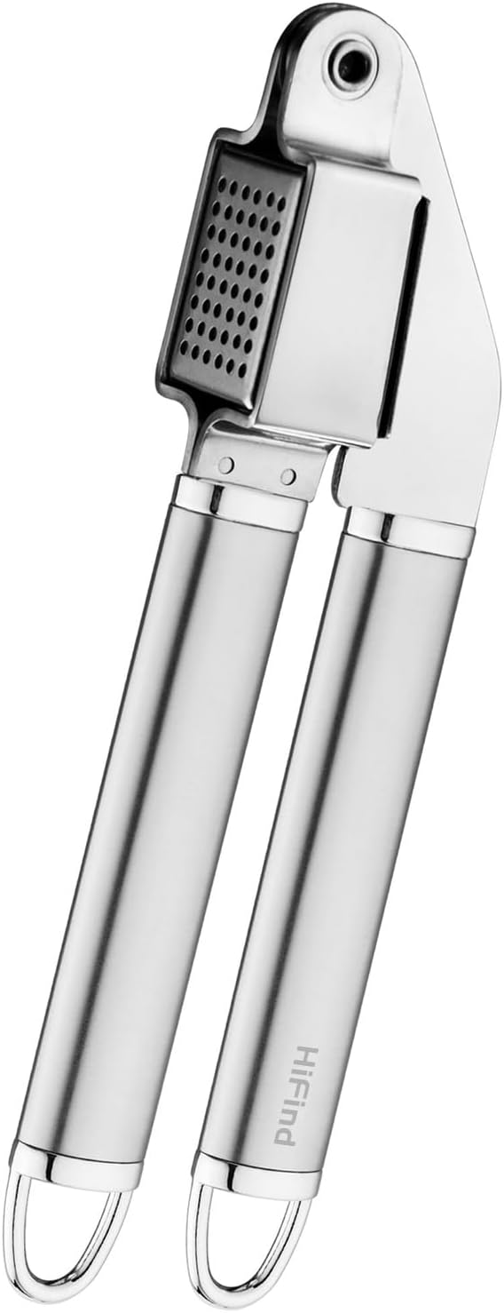 Stainless Steel Garlic Press Disassembly Garlic Mincer, Crusher & Peeler Kitchen Tool Professional Easy-Squeeze Rust Proof Easy Clean Garlic Press (Mirror Polishing Head)