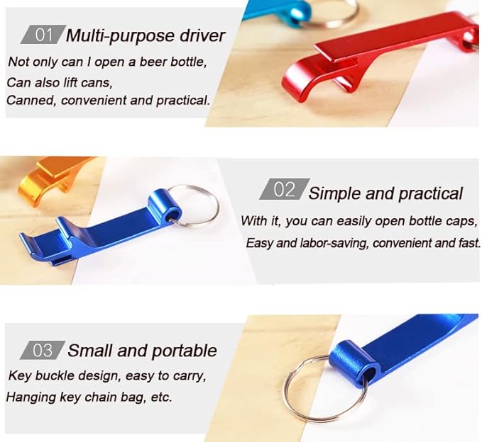 36 Pieces Colored Aluminum Bottle Opener,Soda Beverage Beer Bottle Opener Keychain,Bottle Openers Aluminum Beer Bottle Opener Claw Beverage Keychain Ring for Kitchen/Wedding/Bar/Party