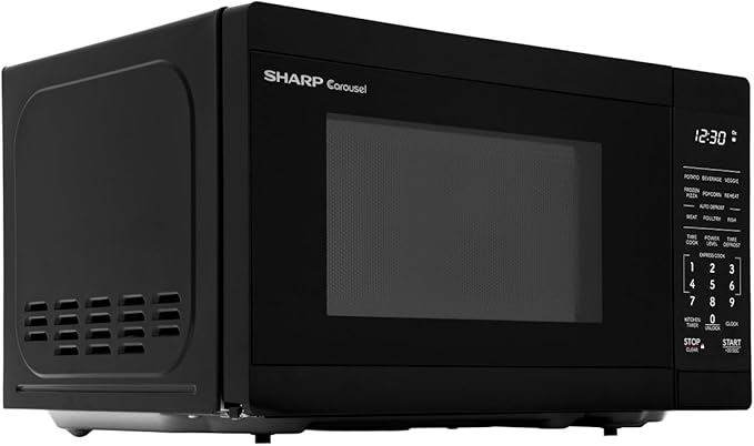 SHARP Compact Countertop Microwave Oven with Removable 10" Carousel Turntable, 700 Watt, 0.7 Cubic Feet, Black