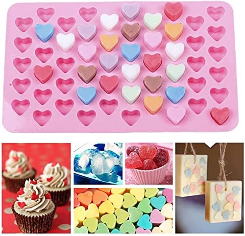 3 Pack Mini Silicone Gummy Candy Chocolate Molds Contains Small Hearts, Fruits, Marine Animal Shapes and 2 Droppers for Making Gummy, Candy, Chocolate and Small Ice Cubes