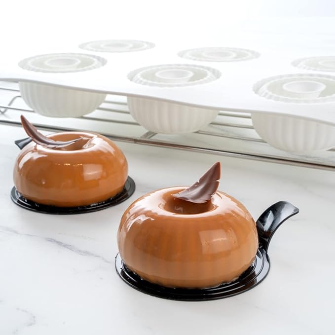 Pastry Tek 6 Cavities Donut Pans, 10 Ridge Design Donut Molds - Oven-Ready, Flexible, White Silicone Bagel Pans, Freezable, Easy Release - Restaurantware