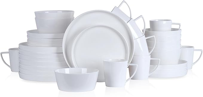 Stone Lain Madeline Formal Bone China Dinnerware Set 32 Piece Service for 8, White