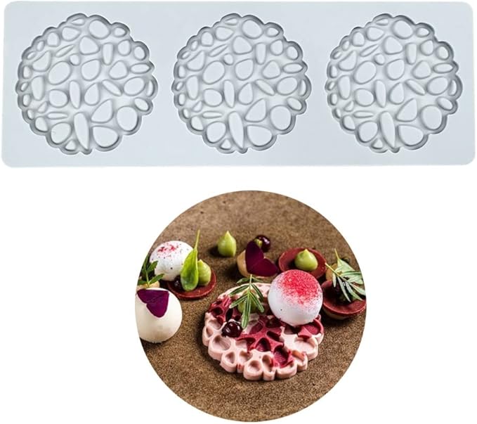 Silicone Molds 3D Hollow Leaf Chocolate Molds Honeycomb Bee Candy Mold Flower Pattern Fondant Mold Cake Topper Sugar Craft Decoration (M_Flower_10.08 * 3.52 * 0.2inch)