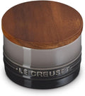 Le Creuset Signature Salt Cellar and Storage Canister with Wood Lid, 7 oz., Oyster