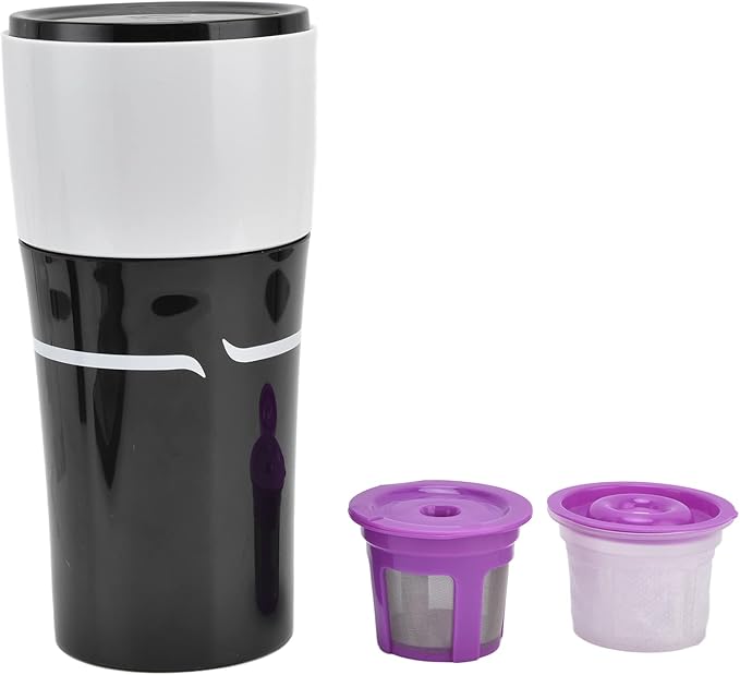 Zerodis Portable Drip Coffee Maker, 450ML Travelling Drip Coffee Machine Office Camping Hot and Cold Brew Coffee Makers for Capsules(Black and white)
