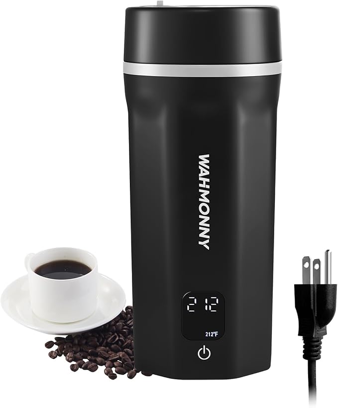 550ml Travel Kettle,110V-240V Dual Voltage Portable Electric Kettle 6-Temperature Control,304 Stainless Steel Small Mini Tea Coffee Kettle,400W Fast Water Boiler with Auto Shut-Off, Black