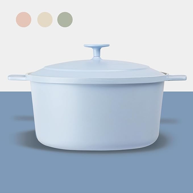 Gotham Steel 5 Qt Lightweight Ceramic Dutch Oven Pot with Lid, Nonstick Sourdough Dutch Oven for Bread Baking, 10 in 1 Stock Pot Ovens for Pasta, Spaghetti, Bread and More, Pots for Cooking