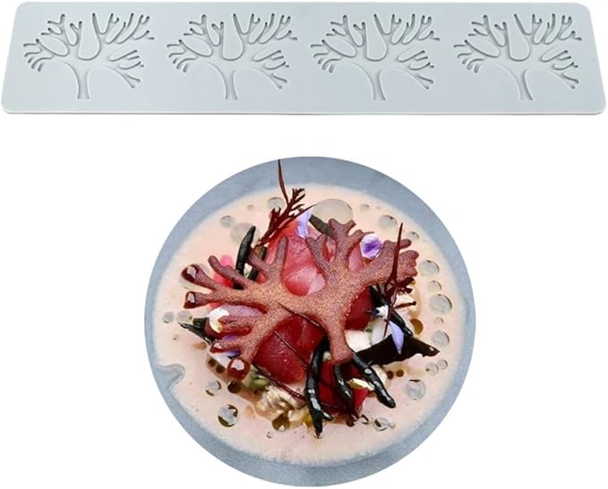 Silicone Molds 3D Hollow Leaf Chocolate Molds Honeycomb Bee Candy Mold Flower Pattern Fondant Mold Cake Topper Sugar Craft Decoration (F_Coral_10.8 * 2.4 * 0.12inch)