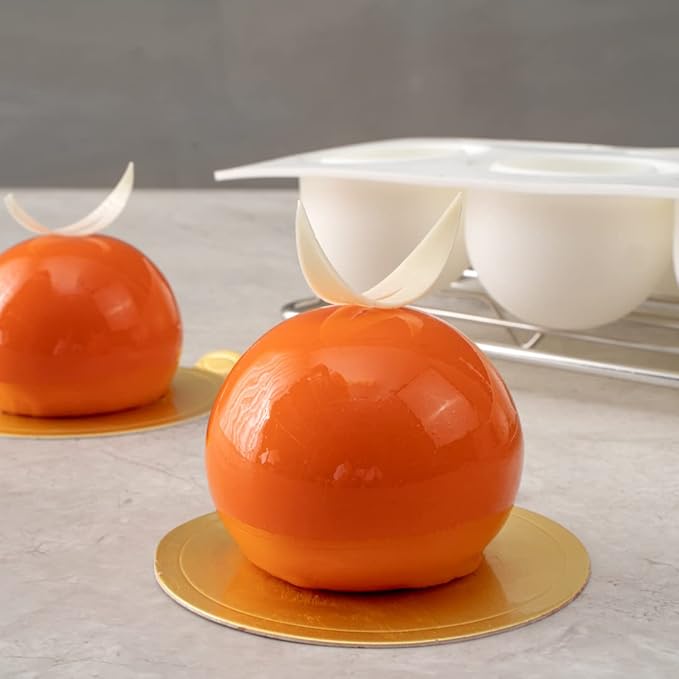 Restaurantware-Pastry Tek 8 Cavities Ball Mold, 1 Oven-Ready Chocolate Mold - Flexible, Freezable, White Silicone Baking Mold, Easy Release, For Making Candies or Chocolates