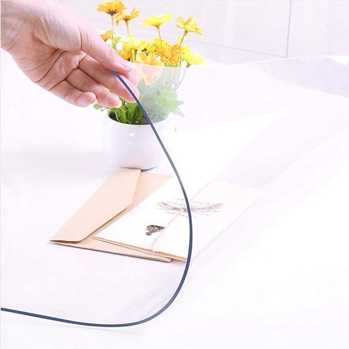 NECAUX Custom 16 x 55 Inch Clear Desk Cover Protector, 1.5mm Thick Plastic Heavy Duty Table Pad Mat for Office Computer Writing, Sofa Table, Media Stand, Coffee Table