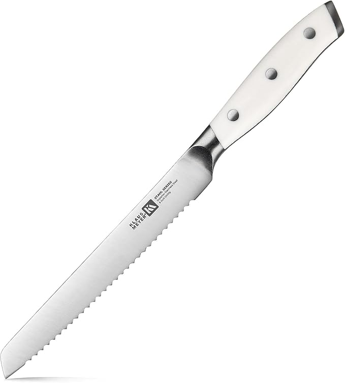 Klaus Meyer Stahl High Carbon Exclusive German Steel 6 inch Utility Serrated Knife (White)