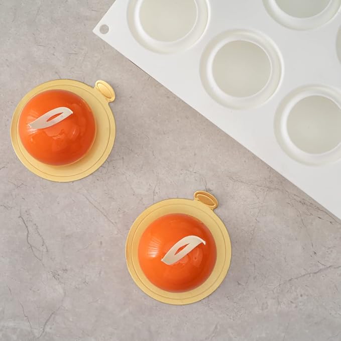 Restaurantware-Pastry Tek 8 Cavities Ball Mold, 1 Oven-Ready Chocolate Mold - Flexible, Freezable, White Silicone Baking Mold, Easy Release, For Making Candies or Chocolates